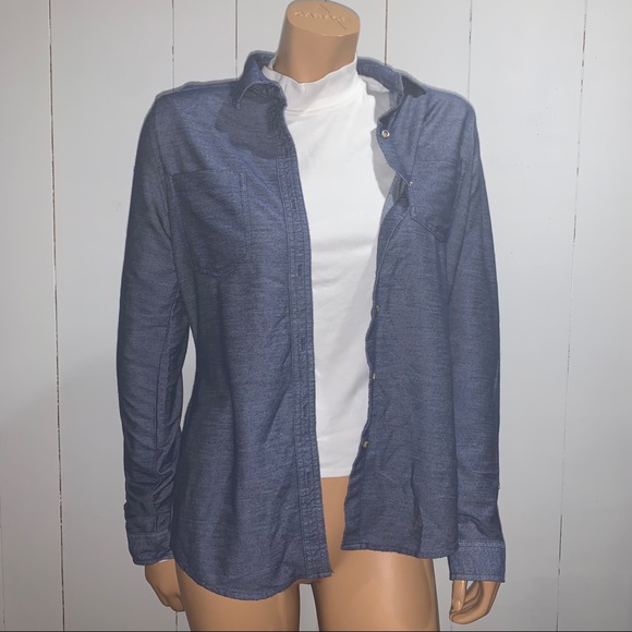 Faux denim button down - Picture 1 of 2